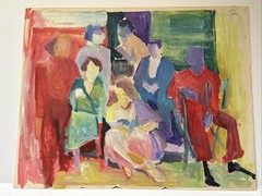 Vintage Expressionist Painting People Portrait Abstract Modernism Modernist