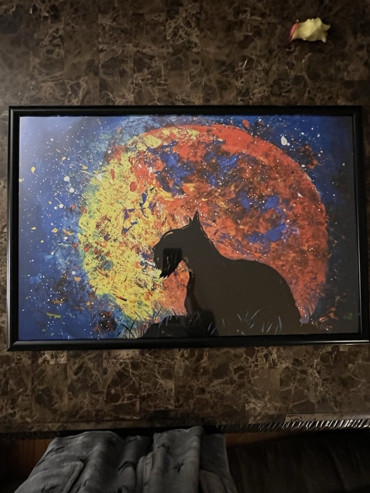 Lioness At Ease Under The Moonlight Night Signed By Artist Mata 2020 Original