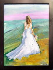 GERARD 10×13 IN-Abstract Expressionist Original Oil Painting Beach Wedding