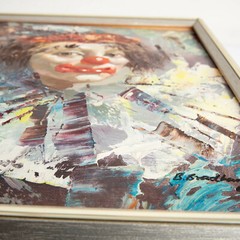 Vintage B Bradbury Colorful Clown Painting On Canvas