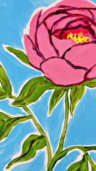 Pink Peony Original Acrylic Painting Expressive Floral Art 11×14 Sienna Gold
