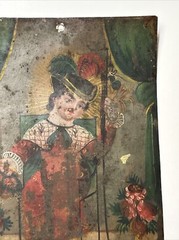 ANTIQUE PAINTING RELIGIOUS ICON Retablo 19TH CENTURY PORTRAIT MADONNA METAL TIN