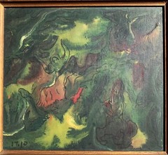 Penn (Mid 20th Century) Beautiful Abstract Avant-Garde Surrealism Oil Painting