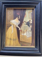 Antique Oil Painting Pretty Woman Female Model American ILLUSTRATION ART DECO