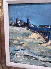 NICOLAI CIKOVSKY 1894-1984 Oil Painting Seaside Coastal Town Framed 21×17”