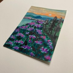 ACEO Sun Set Nature Beautiful 3.5*2.5 Inches Size Water Color Painting Unframed