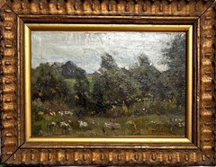 P.I.PETROVICHEV, b.1874, RUSSIAN BEAUTIFUL LANDSCAPE OIL PAINTING, LISTED