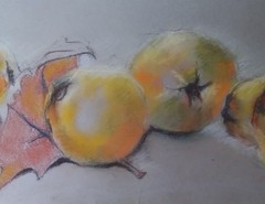 Fruit Painting Quince Pastel Painting Original Art from Ukraine