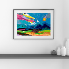 Abstract Expressionist Original Landscape Painting Living Room Wall Art 16×12