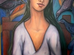 Listed Dominican Artist Julio Susana Large Signed Oil on Canvas Painting 1987