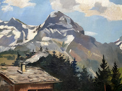 Oskar Keller *1894 Heilbronn Oil Painting 1929 Signed Goats Alpine Meadow