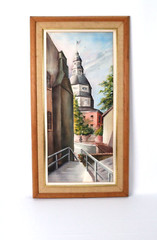 Vintage Annapolis State House Watercolor Signed Michelle Lemay Flesher