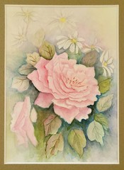 Marge Breth Original Watercolor Painting Alpine Rose Wild Daisy Victor Colorado
