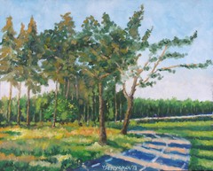 Evening Wood Original Oil Painting Cardboard 16×20 Hand Painted JSArt