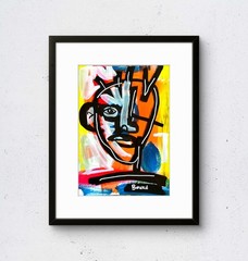 Original Colorful Bold Face 7×10 Paper Modern Expressionist Abstract Painting