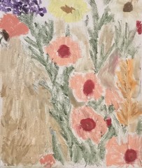 Textured Abstract Boho Spring Pink Muted Flowers Canvas Art Original 11×14