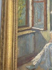 VINTAGE PAINTING PORTRAIT IMPRESSIONISM PRETTY WOMAN FEMALE MODEL MYSTERY OIL