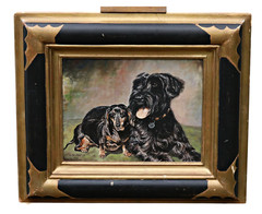 Karin Quast-Schrader Dogs Portrait Schnauzer Dachshund Oil Signed Original