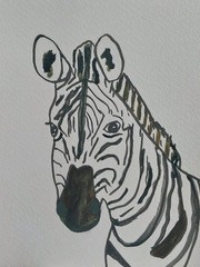 8×6 Zebra Painting Original Safari Portrait Whimsical Animal Art OOAK Signed GAT