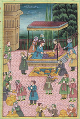 Hand Made Miniature Painting Of Mughal Persian Court Scene On Silk Cloth7x9