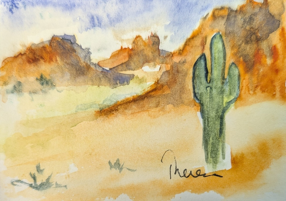 Red Rocks – Original ACEO or ATC Unmatted watercolor miniature painting