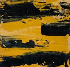 Abstract Painting Original 6×6 Expressive Black & Yellow Cardboard Art Miz Katie