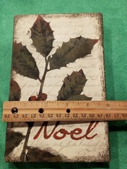 Christmas Holly Noel Art Painting on Canvas 8x5x1
