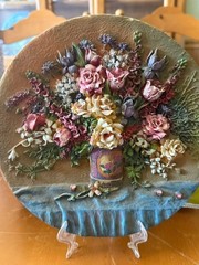 3D Flower Acrylic Painting – Textured Floral Art – Mix Media Art on plate