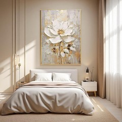 Elegant 3D Floral Oil Painting – Modern Framed Art for Living Room Decor