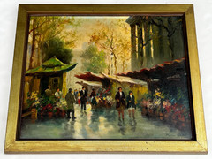 Pierre Forett (20th century) „Paris Street Scene & Figures“ Oil Painting /Canvas