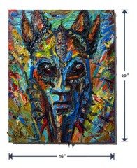 AFRICAN MASK OIL█PAINTING REALISM ART█SIGNED VINTAGE ORIGINAL█EXPRESSIONIST DECO