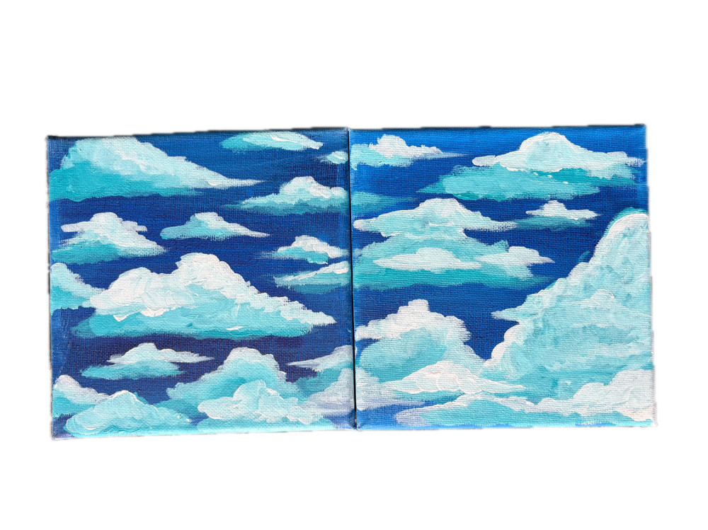 Cloudy Sky Acrylic Mini Paintings on Canvas Original by Black Artist