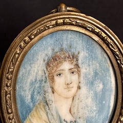 Antique Miniature Portrait/Lady/Bronze Frame/France C.1900/Hand Painted/Signed