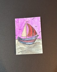 ACEO Original Watercolor Painting – New England Summer Series 3/3 – Sail Boat