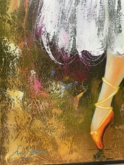 Original Colo mbian oil hand 33inx46.5in textured dancing ballerina white dress