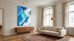 Drone photography ocean waves pool water blue 02 XXL 80×100 cm premium/luxury