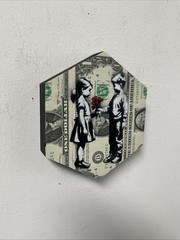 True Love Kids dollar bill US Blood Money Original Street Art Painting Graffiti