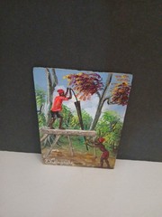 Original Haiti Painting WORKING FARMERS acrylic On Board By Auguste 7″x 5″ NEW