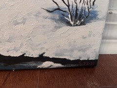 Snowy House Winter Folk Art Painting House Tree Winter Snow Painting 20×16