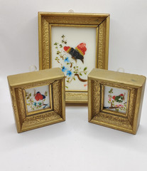 Vintage Set of 3 Miniature Verilyn Gallery Butterfly Paintings on Glass Spain