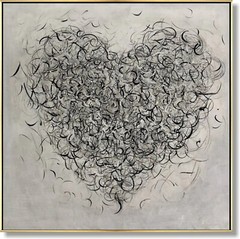 Gigantic Black and White Heart Painting | Huge Original Love Romantic Artwork
