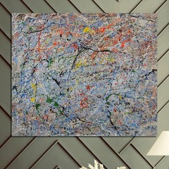 Jackson Pollock style Professional￼ Artist Canvas￼ painting￼ 72”X60”Abstract,6ft