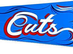 Barber Shop HAIR CUTS SHAVE Hair Salon Hand Saw Painted Pinstriped SIGN ART Wall