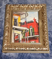 Framed Impressionist City Architecture print in heavy duty wooden frame