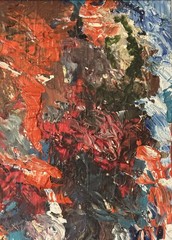 Abstract Heavy Impasto Modernist Colorful Oil Painting Unsigned Wall Art