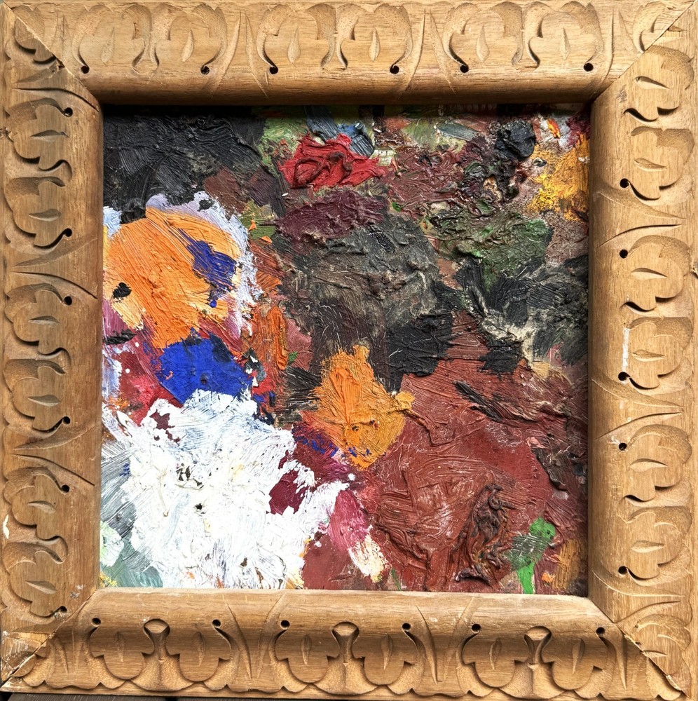 ANTQ French Provincial Artist’s Palette Double-Sided 3-D Impasto O/B Landscape!