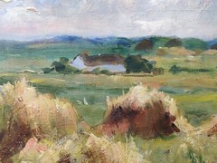 Mogens Vantore (1895-1977): LANDSCAPE WITH HAYCOCKS, original oil painting
