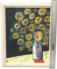 Original Floral Still Life Acrylic Painting Framed on Canvas Signed AD 19×23.5