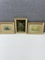 Lot of 3 Vintage Framed Floral Paintings Signed Kalke Flower Wall Art Decor