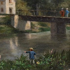 French School 19th Century Oil – On the Riverbanks